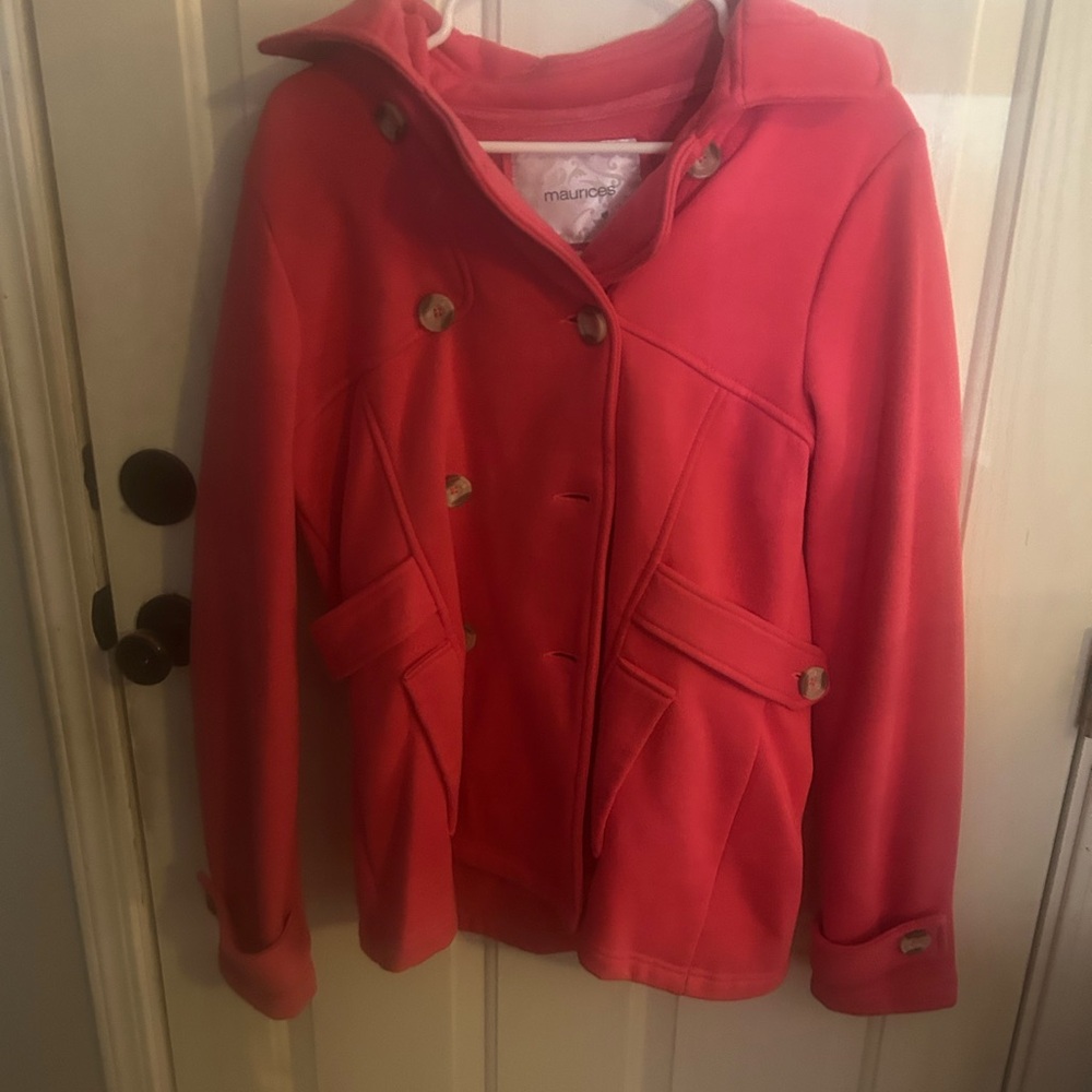 Maurices Coral Hooded Double-Breasted Peacoat